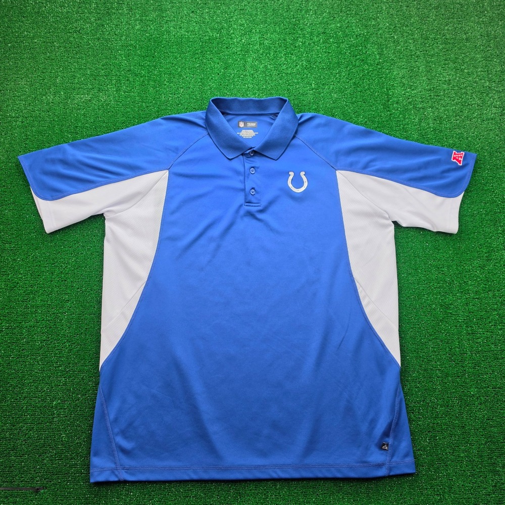 Indianapolis Colts NFL Team Apparel Polo Shirt Mens 2XL Blue Colorblock Football